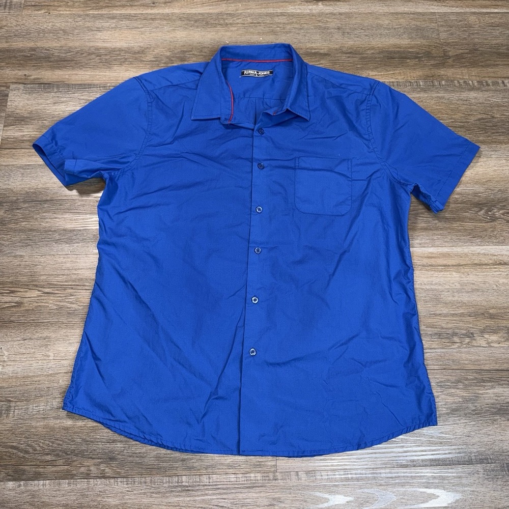 PJ Paul Jones Shirt Mens Large Short Sleeve Button-Up Bright Royal Blue